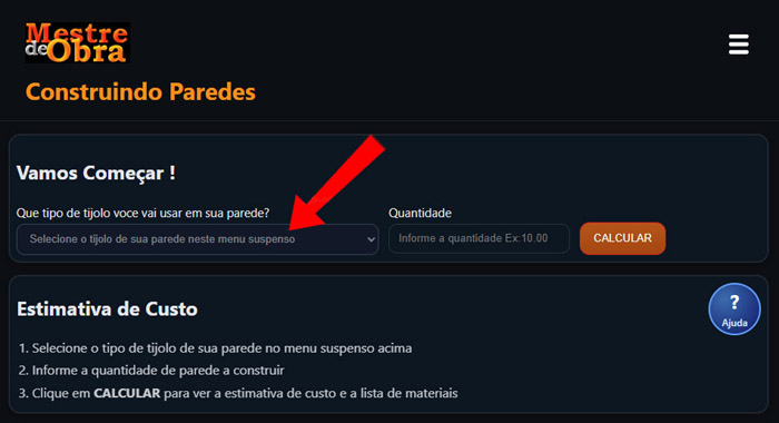 Imagem da pagina Alvenaria.php com destaque ao campo serviços