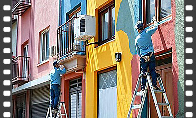Repintura de parede com tinta látex acrílica em ambiente interno e externo