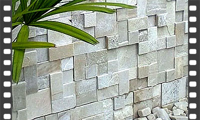Revestimento de parede com pedra tipo mosaico